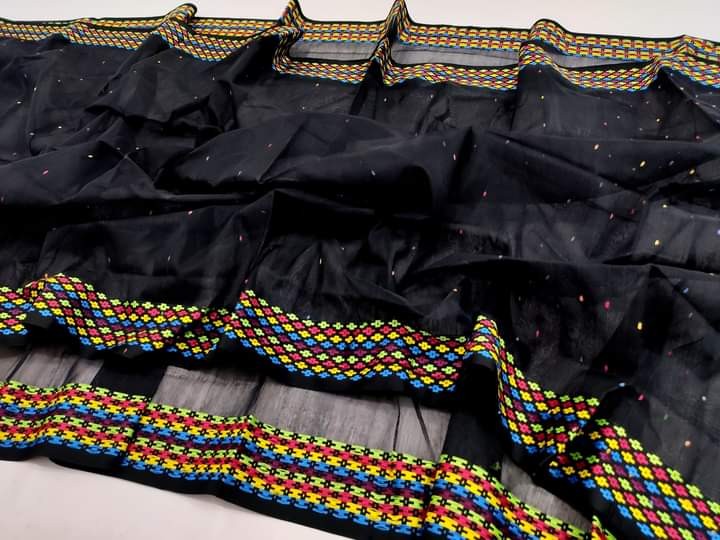 printed black saree